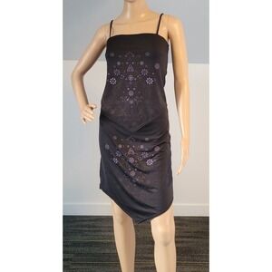 Women's Black Stretch Top & Skirt V Design Dressy Party Polyester Outfit Size M